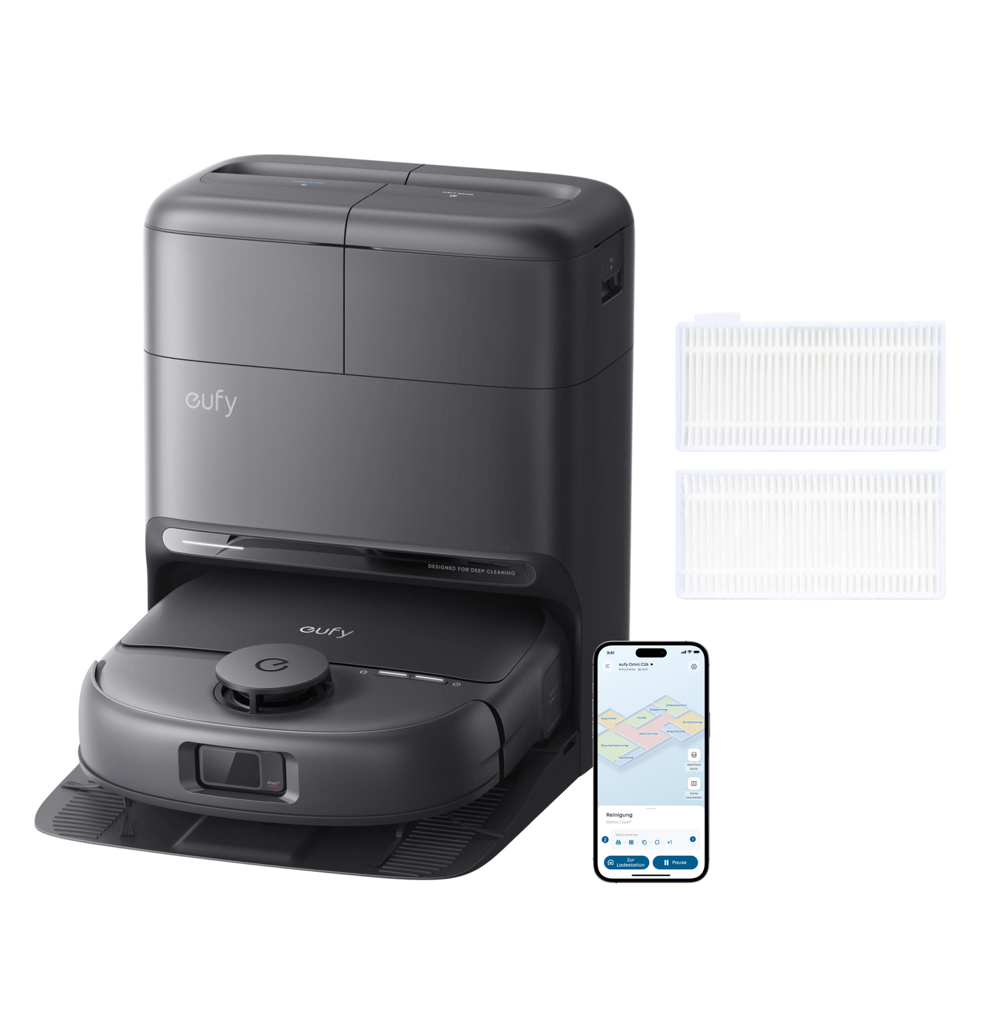 eufy Robotstofzuiger Omni C28 met eufy Vervangbaar Wasbaar Filter x 2(stuks) voor C28