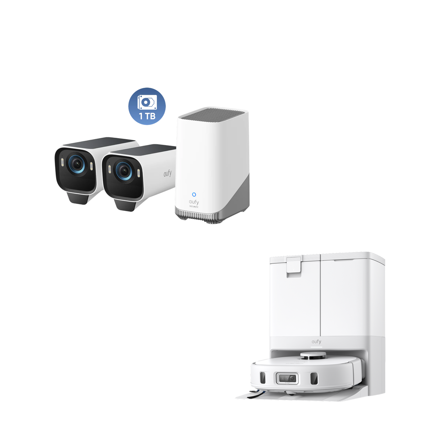 eufy X10 Pro Omni (wit) + eufyCam S3 Pro 2-Cam Set + 1 TB Harde Schijf