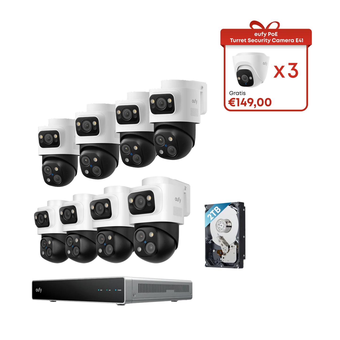 eufy PoE Bullet-PTZ Cam S4 8-Cam kit