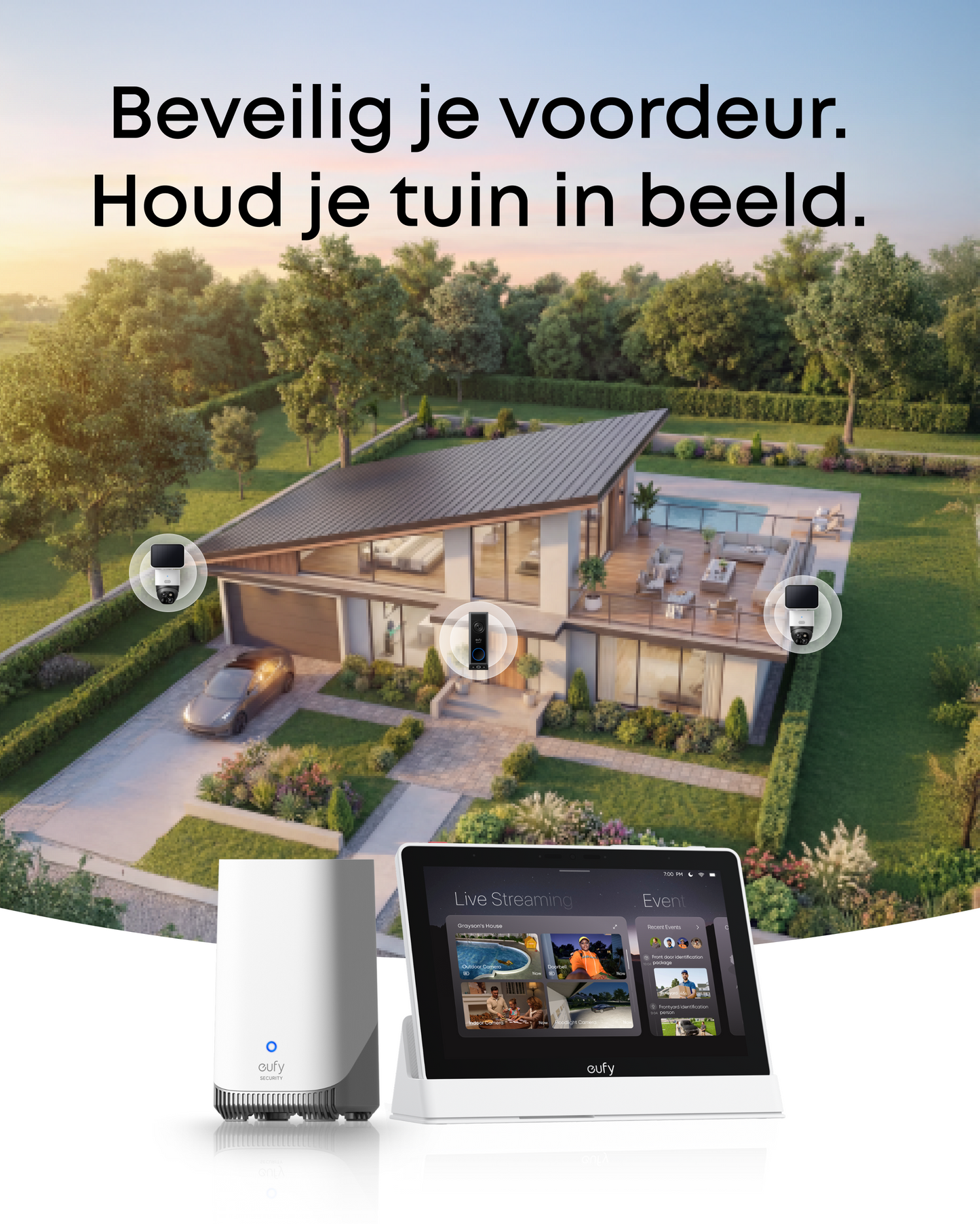 eufy LocalSecure System, 2-Camera + Deurbel Set, HomeBase, Smart Display