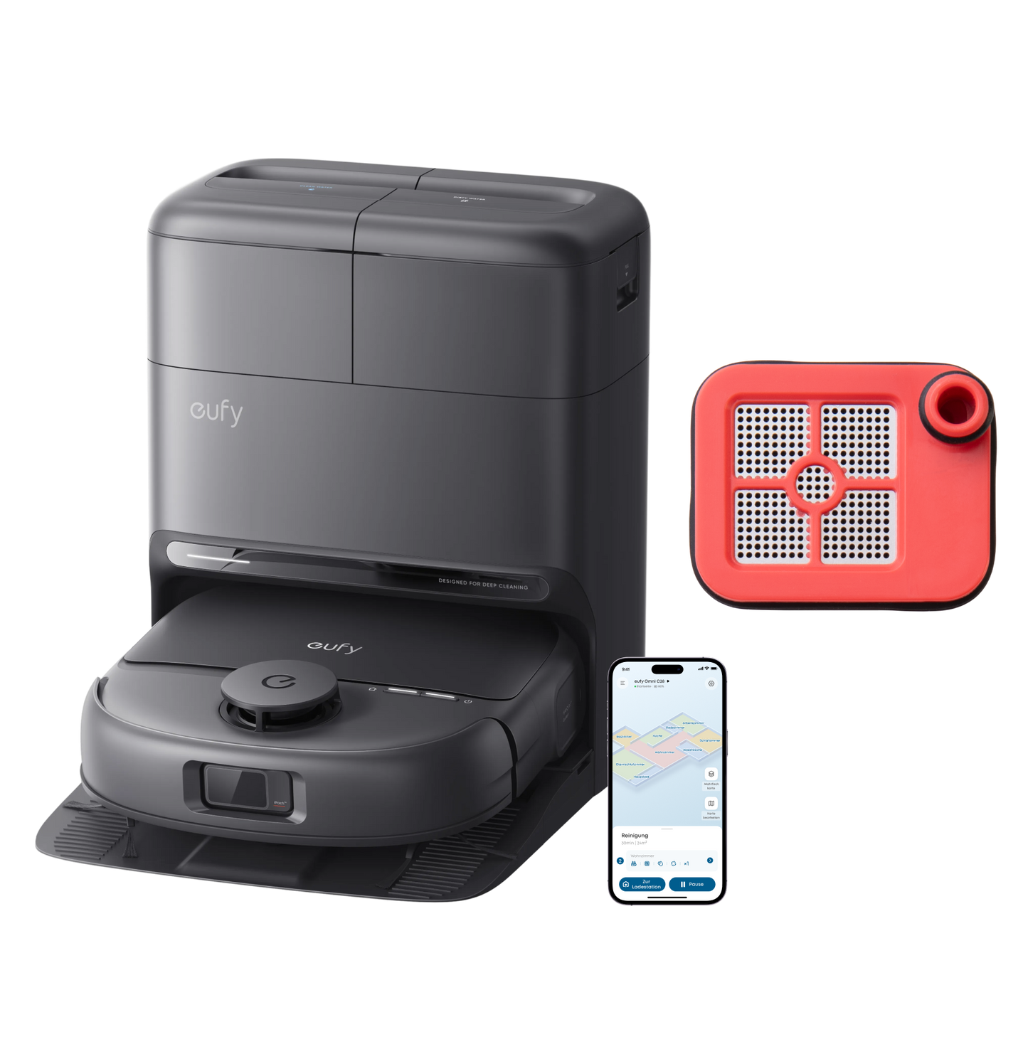 eufy Robotstofzuiger Omni C28 met eufy Vuilwatertankfilter（1 stuks） voor C28