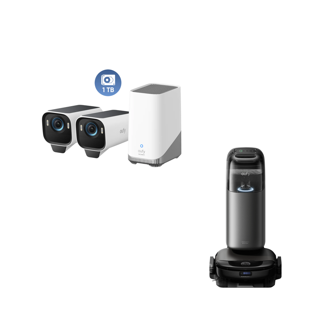 eufy Robotstofzuiger Omni S1 Pro + eufyCam S3 Pro 2-Cam Set + 1 TB Harde Schijf