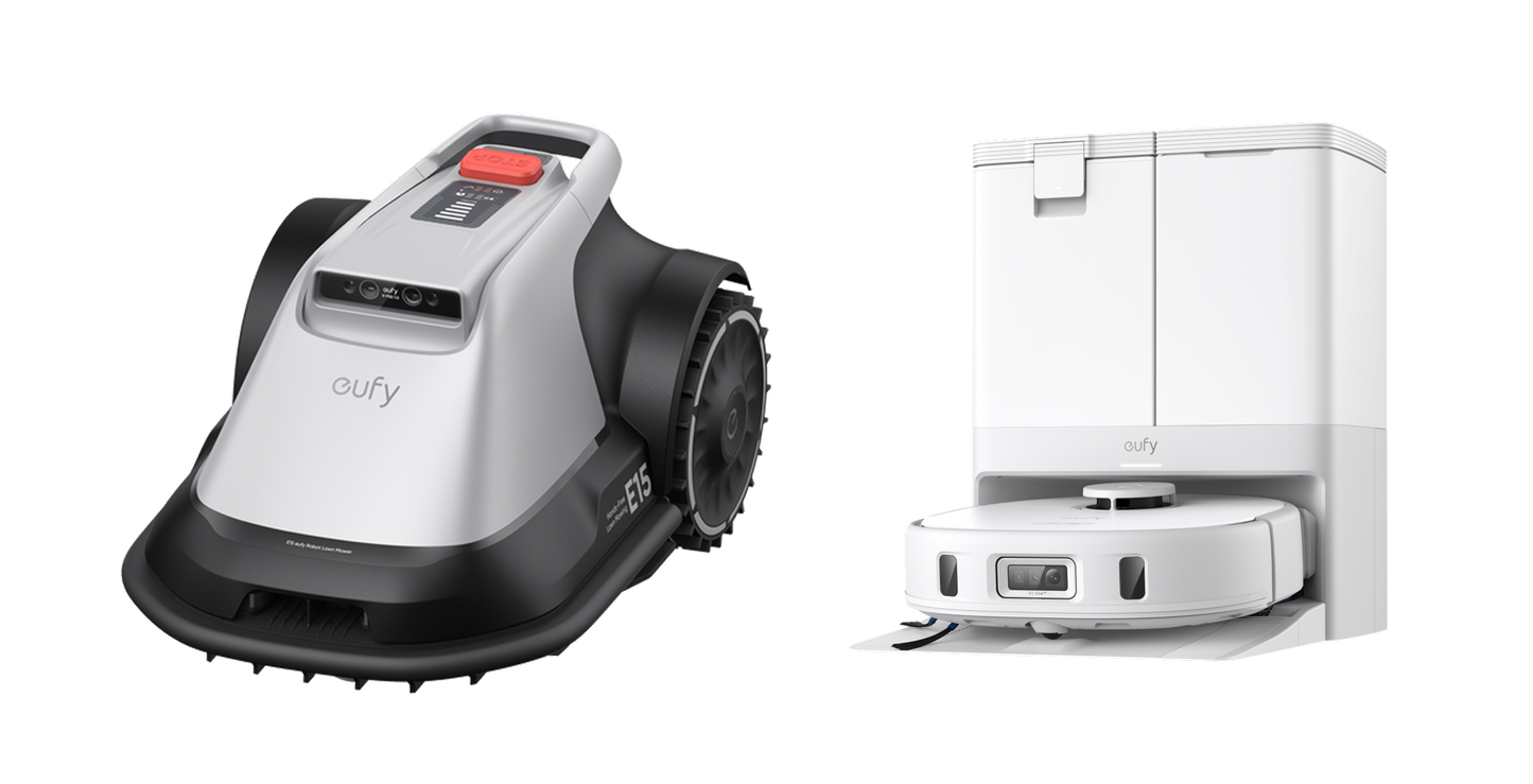 eufy Robotgrasmaaier E15 + eufy X10 Pro Omni (wit)