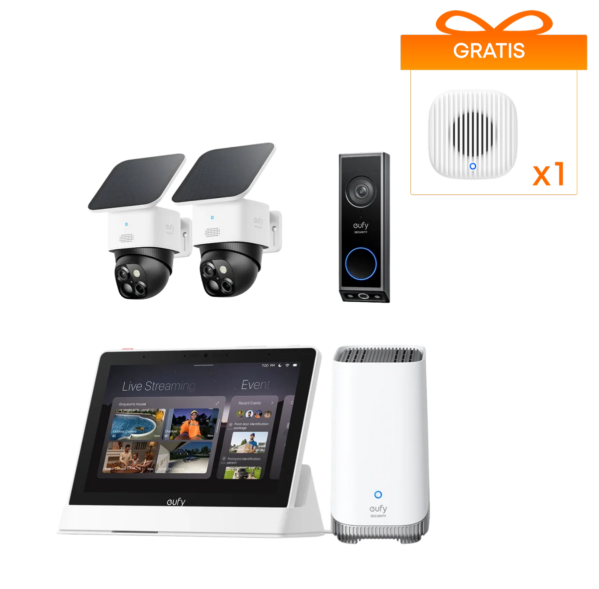 eufy LocalSecure System, 2-Camera + Deurbel Set, HomeBase, Smart Display